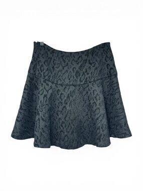 Free People Black Chenille Cheetah Print Mini A Line Skirt Size Medium 8 10